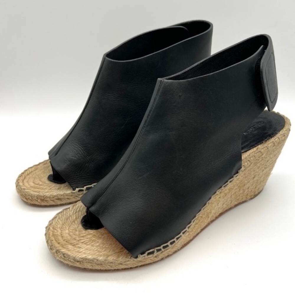 Celine Phoebe black leather espadrilles wedge sandals 11 - Picture 4 of 16